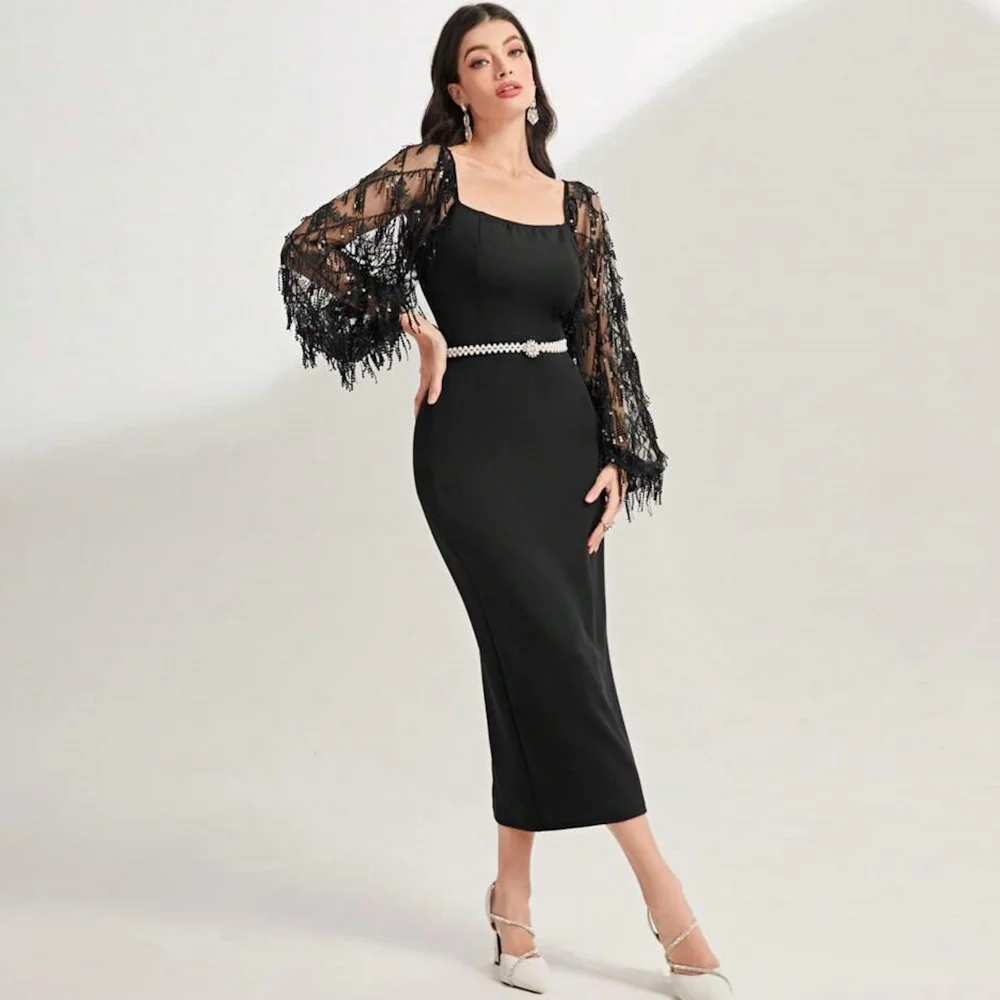 Mignon Satin Mermaid Scoop Neckline Sequins Prom Gown Feathers Tea-length Formal Elegant Evening Party Dress for Women 2023
Mignon Satin Mermaid Scoop Neckline Sequins Prom Gown Feathers Tea-length Formal Elegant Evening Party Dress for Women 2023