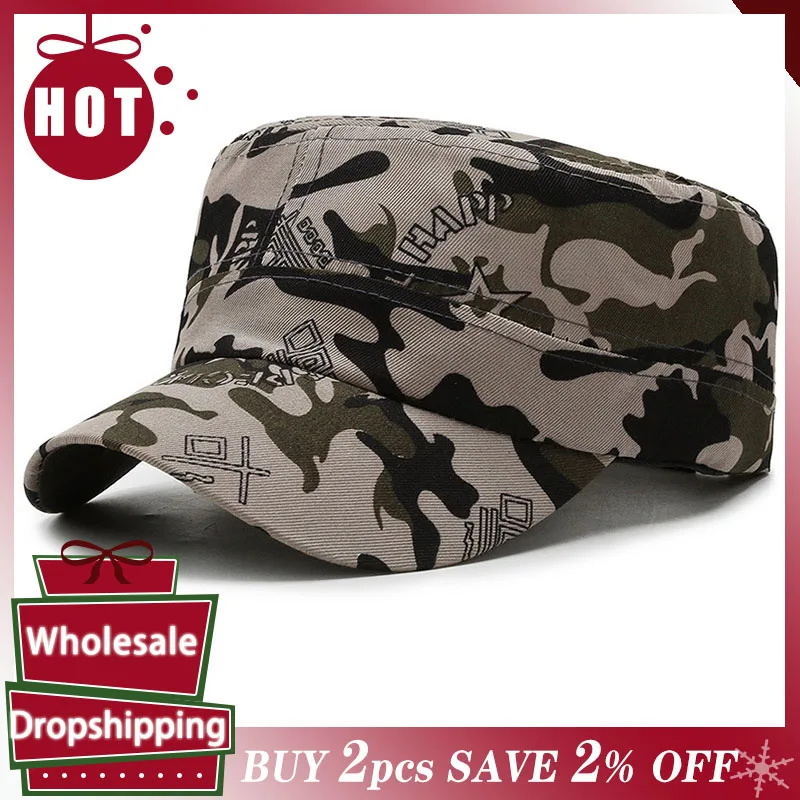 

Camouflage Flat Cap Military Combat Cadet Camo Baseball Hat Adjustable Classic Fashion Soldier Sunshade Hat For Women Men Gorras