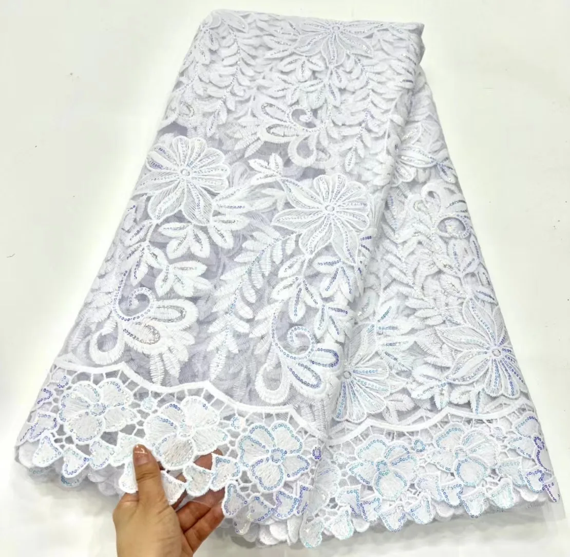 Pure White African Net Lace Fabric 2023 French High Quality Sequins Embroidery Tulle Lace Fabric Nigeria For Women Evening Dress
Pure White African Net Lace Fabric 2023 French High Quality Sequins Embroidery Tulle Lace Fabric Nigeria For Women Evening Dress