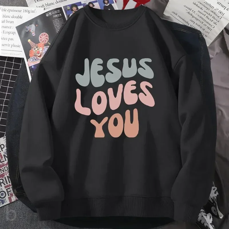 

Love You Christian Jesus Alphabet Graphic Hoodie Jesus Bible Verse Sweatshirt Crewneck Comfort God Religious Women's Hoodie