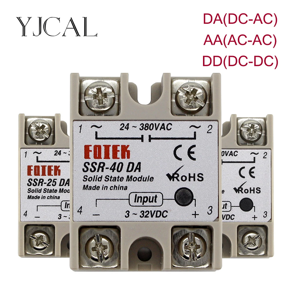 

SSR-25DA SSR-40DA SSR-40AA 10A 25A 40A 60A 80A 100A DD DA AA Solid State Relay Module for PID Temperature Control High Quality