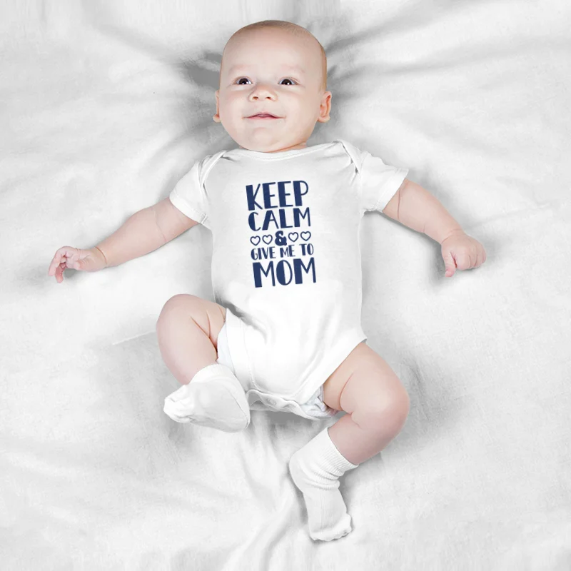 Keescewow Newborn "Keep Calm And Give Me To Mom" Printing Climsuit High Quality Fashion Short Sleeve Baby Soft Bodysuit 
Keescewow Newborn "Keep Calm And Give Me To Mom" Printing Climsuit High Quality Fashion Short Sleeve Baby Soft Bodysuit