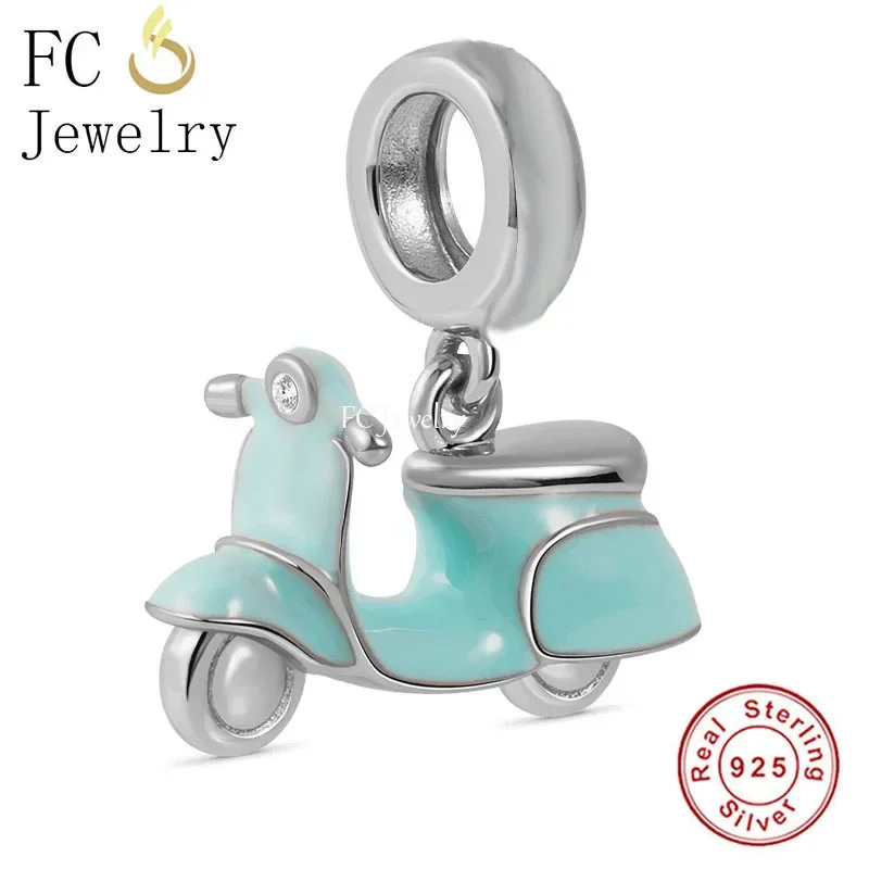 

FC Jewelry Fit Original Pan Charms Bracelet 925 Sterling Silver Blue Enamel Motorcycle Bead For Making Women Berloque 2024