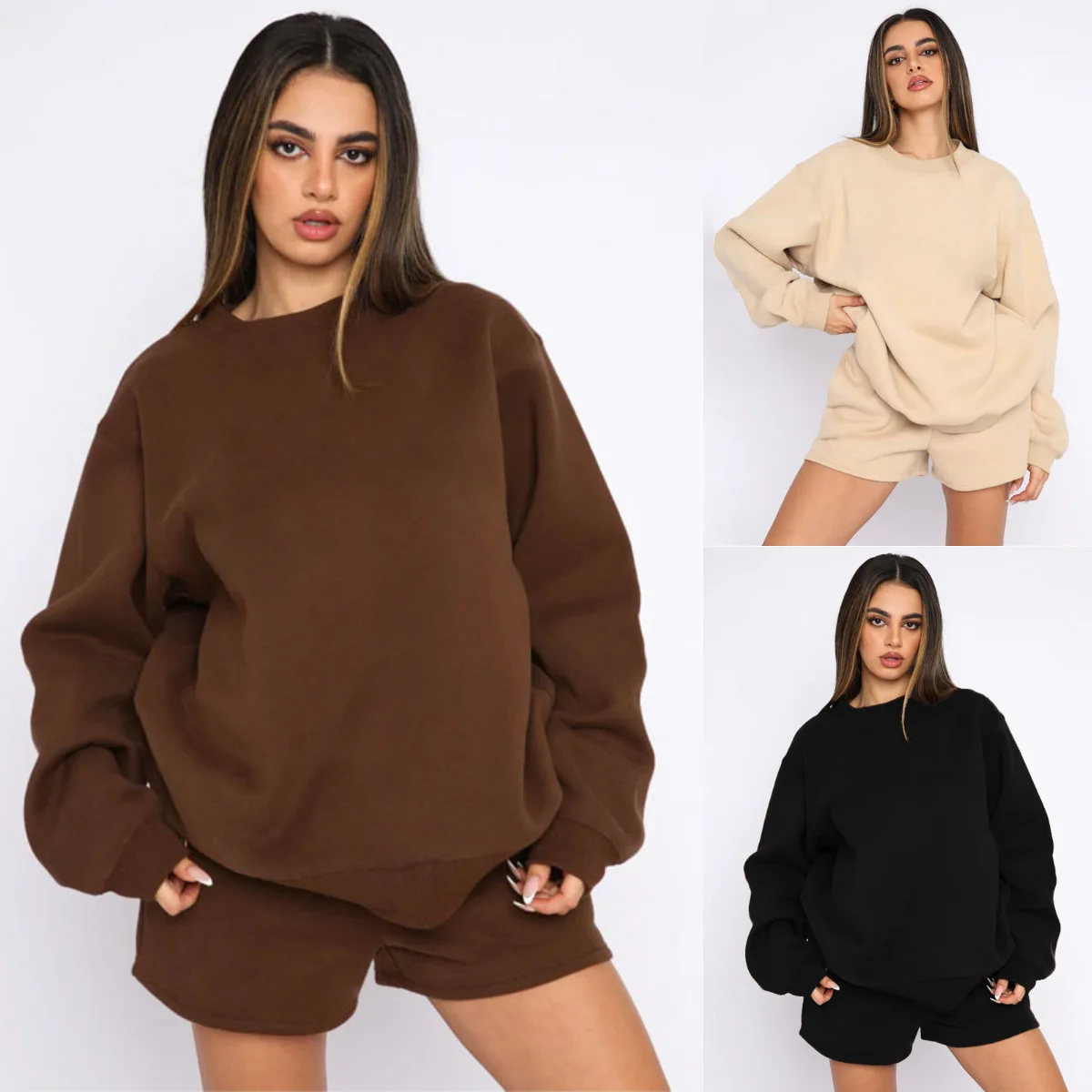 Combhasaki Women's 2Pcs Oversized Fall Outfits Long Sleeve Loose Solid Color Pullovers Sweatshirt + Shorts Sweatsuit Tracksuit
Combhasaki Women's 2Pcs Oversized Fall Outfits Long Sleeve Loose Solid Color Pullovers Sweatshirt + Shorts Sweatsuit Tracksuit