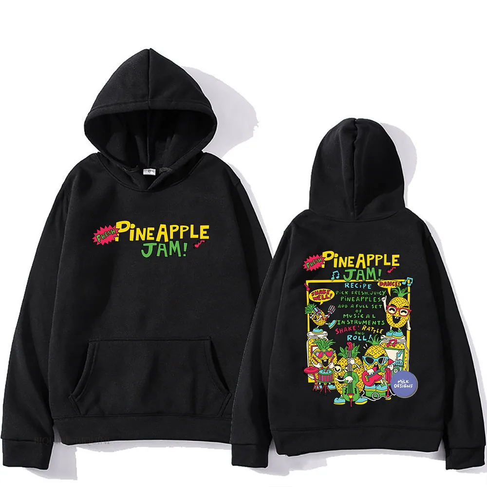 

Pineapple Jam Fruit Hoodies Mens Long Sleeve Autumn Sweatshirts Cartoon Graphic Print Pullovers with Hooded Fleece Male Warm Top