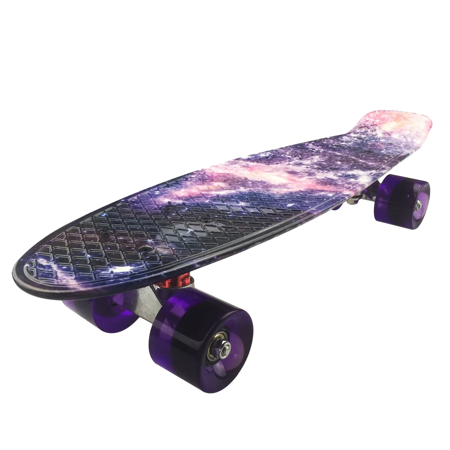 

Skateboard Mini Cruiser Board 22 inch X 6 inch Retro Longboard Skate Long Board Graphic Galaxy Purple