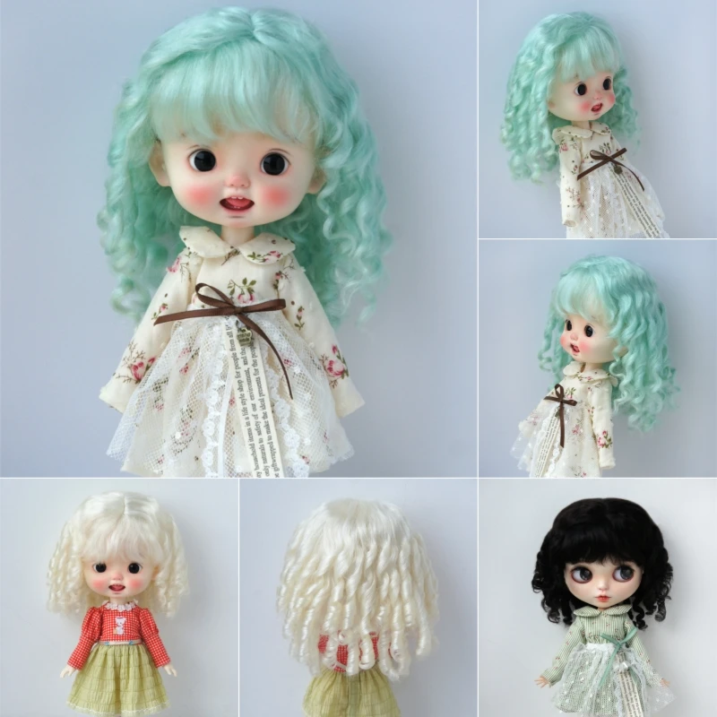 

JD162 8-9inch 9-10inch 10-11inch Long Romantic Sauvage wave BJD Wigs Blythes Combed Mohair Hair 18" OG Doll Accessories