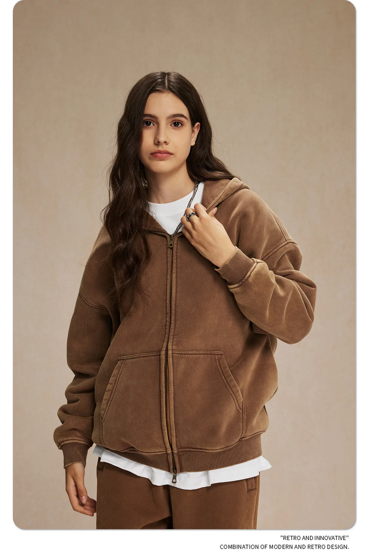 IEFB Men's Wear Wax Printing Vintage Male Hoodies Oversized Loose Zipper Water Washed Plush Sweatshirt Trendy New 9C9349 63 S99c3648643664f11bbb1aa2e92b45e1fo