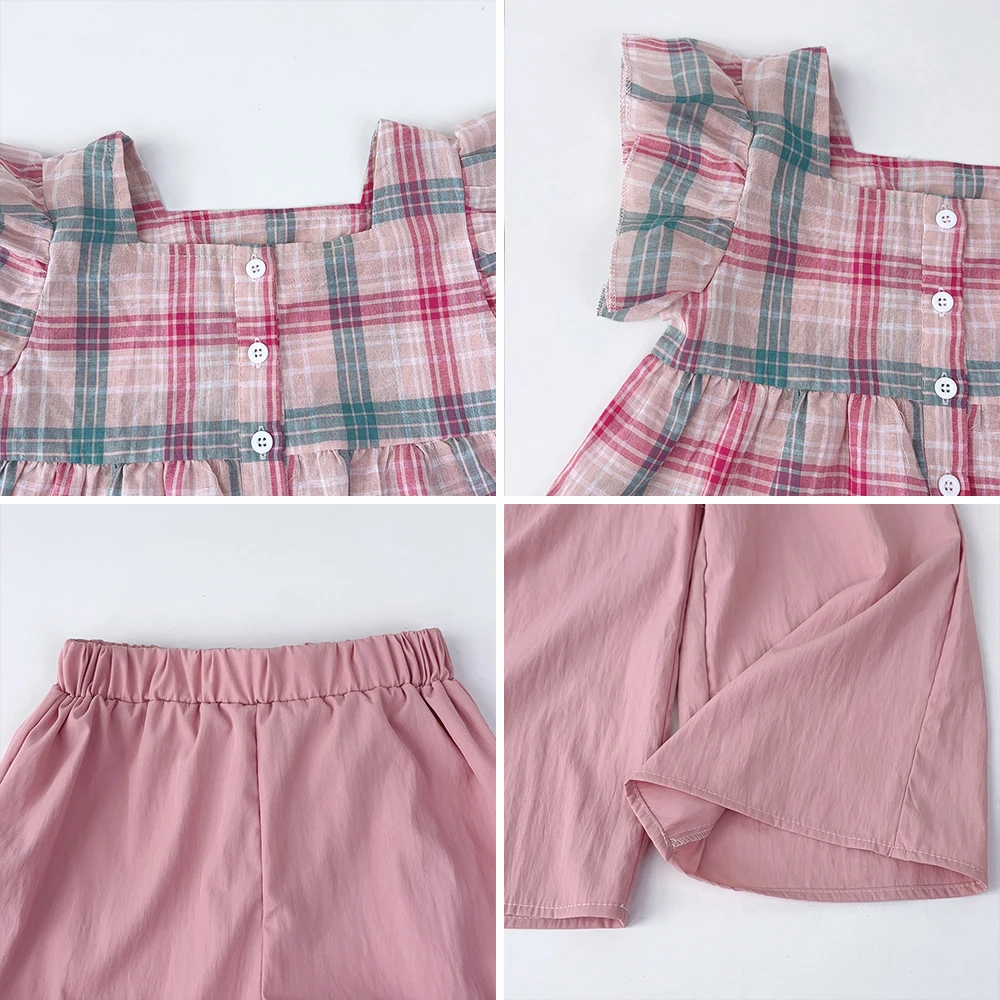 Bear Leader الصيف فتاة الوردي متقلب قصيرة الأكمام أعلى الصلبة بنطال ذو قصة أرجل واسعة قطعتين مجموعة لملابس كاجوال للأطفال Bear Leader الصيف فتاة الوردي متقلب قصيرة الأكمام أعلى الصلبة بنطال ذو قصة أرجل واسعة قطعتين مجموعة لملابس كاجوال للأطفال