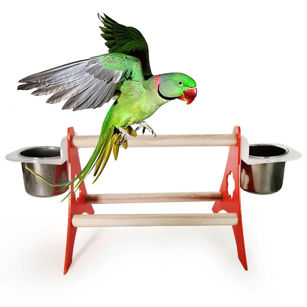Two Feeding Bowls Pet Bird Parrot Safe And Stable Stand Platform Playground Wood Tripod Perch Gym Feeder Cups Toys Bird Feeder
Two Feeding Bowls Pet Bird Parrot Safe And Stable Stand Platform Playground Wood Tripod Perch Gym Feeder Cups Toys Bird Feeder