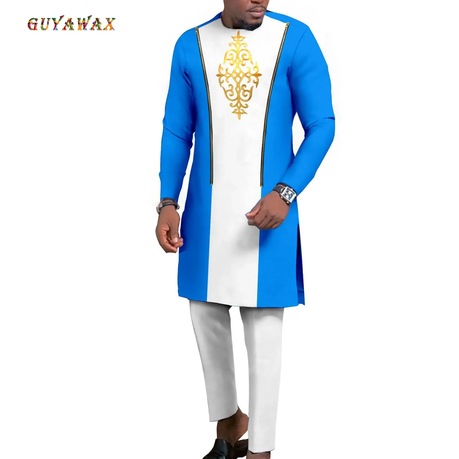 2PCS Set Dashiki Bzain Rich Outfits Long Outwear for Wedding Evening African Suit for Men Embroidery Formal Jacket and Trousers
2PCS Set Dashiki Bzain Rich Outfits Long Outwear for Wedding Evening African Suit for Men Embroidery Formal Jacket and Trousers