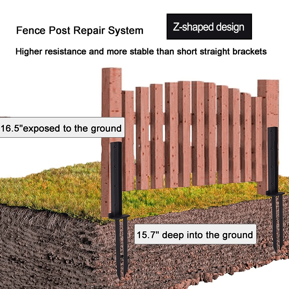 Комплект, комплект для ремонта столба забора, якоря, 1 шт., 2 шт. вместе с усиленными стальными сваями, прибл. 15,7*2,4*2,2 * дюймов
