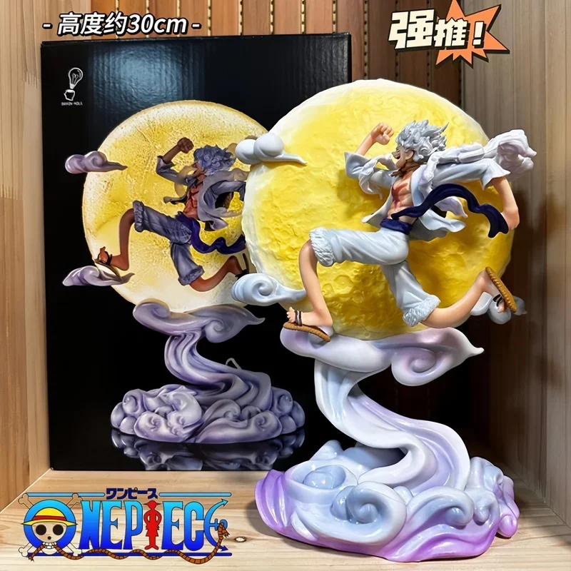 

2023 New 28cm One Piece Anime Figure Gear 5 Luffy Figures Moon With Led Nika Luffy Statue Room Collectble Christmas Gift Toy