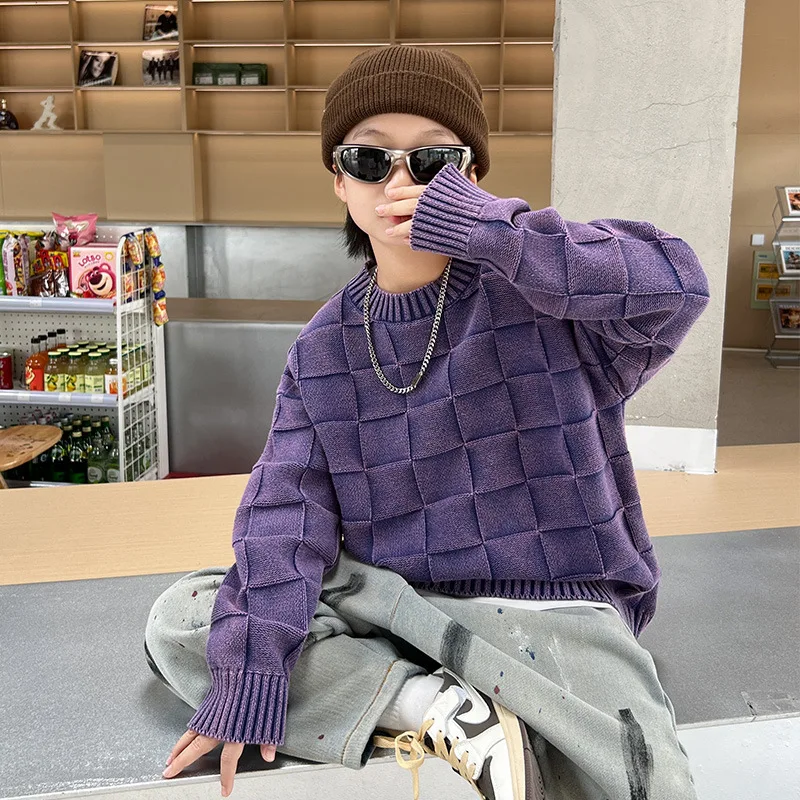 Korean Spring Autumn Children Boy Thicken Sweater Elementary Boy Checkered Knitted Pullover School Boy Warm Undershirt Knitwears
Korean Spring Autumn Children Boy Thicken Sweater Elementary Boy Checkered Knitted Pullover School Boy Warm Undershirt Knitwears