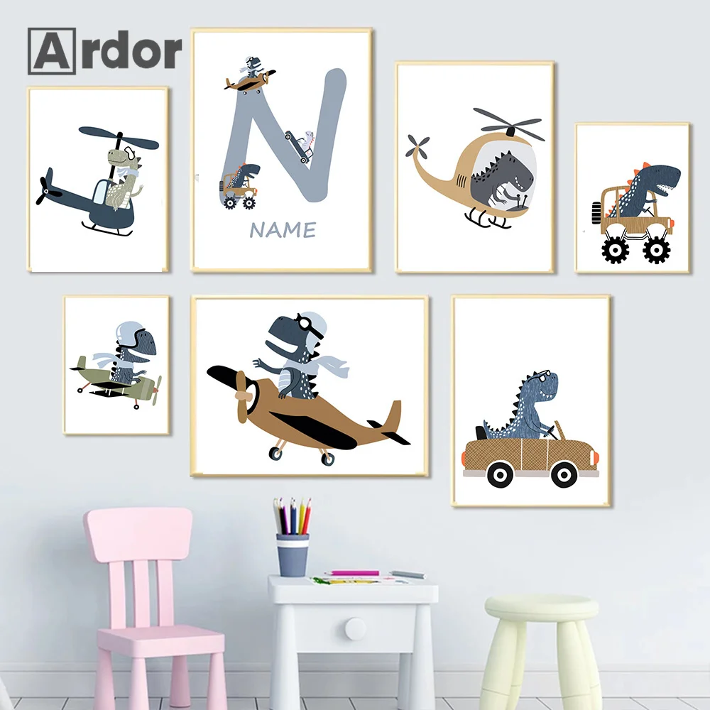 Cartoon Dinosaur Helicopter Car Custom Name Wall Art Canvas Painting Nursery Posters And Prints Wall Pictures Kids Room Decor
Cartoon Dinosaur Helicopter Car Custom Name Wall Art Canvas Painting Nursery Posters And Prints Wall Pictures Kids Room Decor