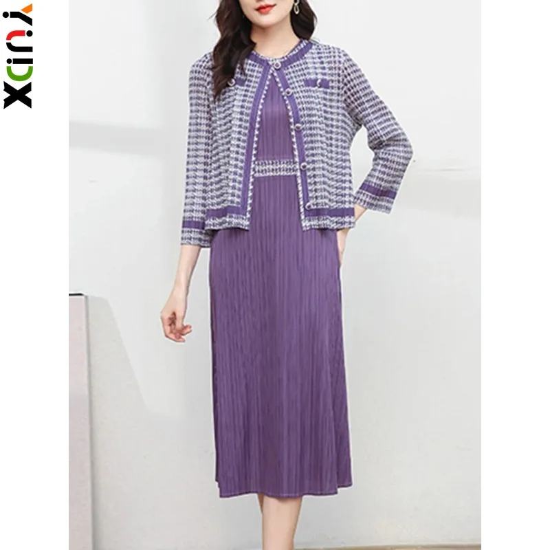 YUDX Miyake Pleated 2 Pieces Set For Women Print Full Sleeve Round Collar Top + Dress Elegant Office Lady Elegant Clothing
YUDX Miyake Pleated 2 Pieces Set For Women Print Full Sleeve Round Collar Top + Dress Elegant Office Lady Elegant Clothing