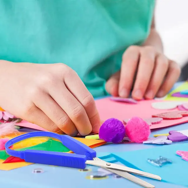 Ciseaux auto-rétractants en forme de U pour couper le papier, ciseaux à poignée pour enfants, anneau de sécurité commandé, 1 pièce, 3 pièces 2