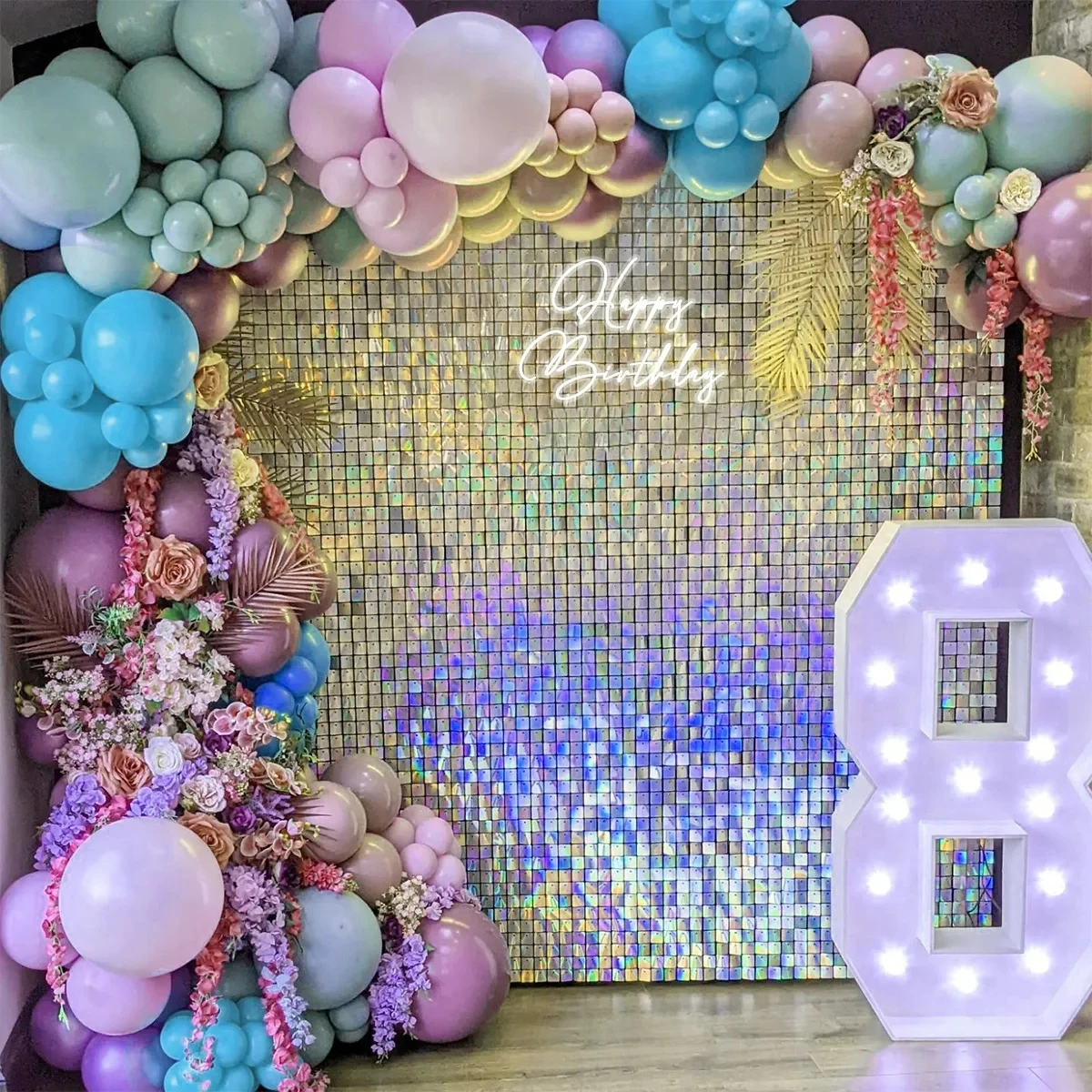 

30x30cm Square Shimmer Sequin Panel Wall Glitter Birthday Party Background Decorations Backdrop Curtain for Wedding Event Decor