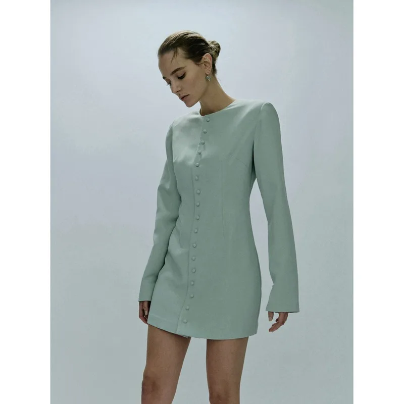 

VC@ Dress Women's 2024 Spring/Summer OL Style Commuter Leisure Single Breasted Long Sleeved Waist Wrap Dress New Style