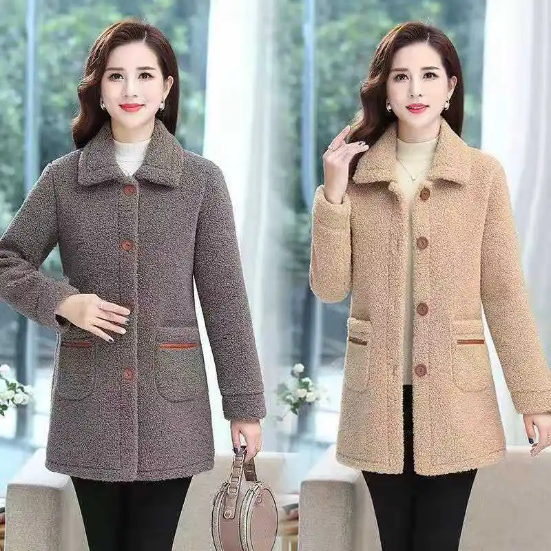 Female Imitation Fur Coat Grain Cashmere Fleece Coat Spring Autumn Mother's Winter Coat Thick Wool Coat Women Jacket Mother Coa
Female Imitation Fur Coat Grain Cashmere Fleece Coat Spring Autumn Mother's Winter Coat Thick Wool Coat Women Jacket Mother Coa
