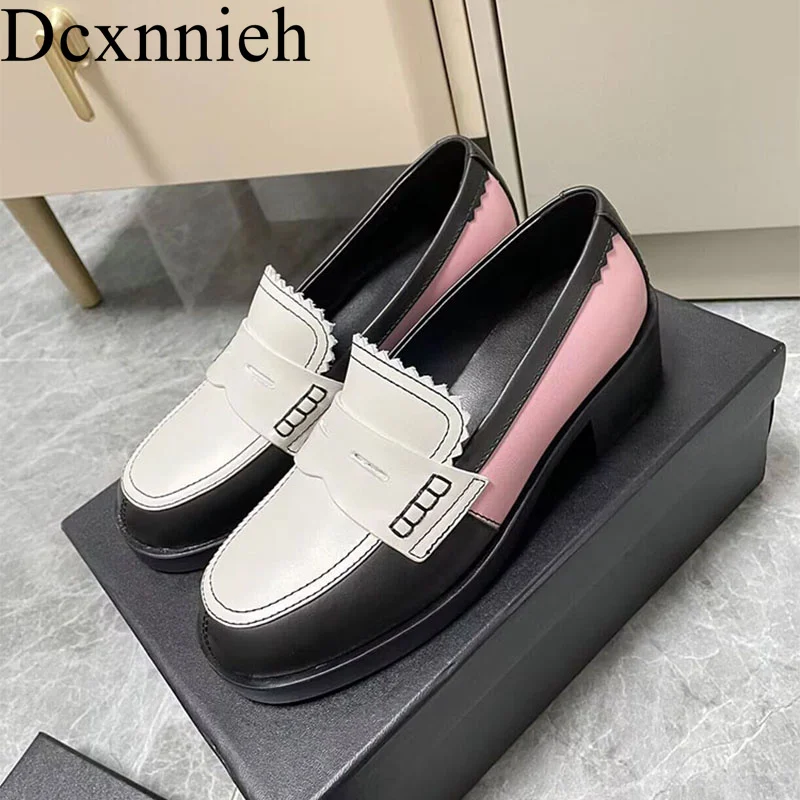 Women's Genuine Leather Single Shoes Round Toe Mixed Colors Flat Shoes British Style Loafers Spring Autumn Retro Walk Shoes
Women's Genuine Leather Single Shoes Round Toe Mixed Colors Flat Shoes British Style Loafers Spring Autumn Retro Walk Shoes