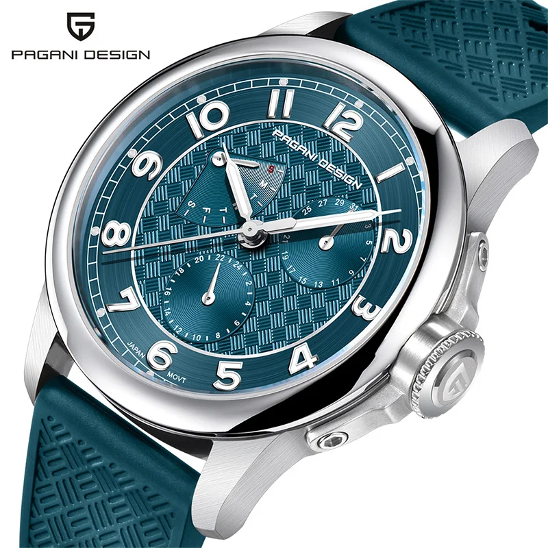 

Pagani Design Man Watch 40mm Japan TMI VH88 Movt Sapphire Crystal Calendar 24 Hours 100M Waterproof Quartz Wristwatch reloj homb