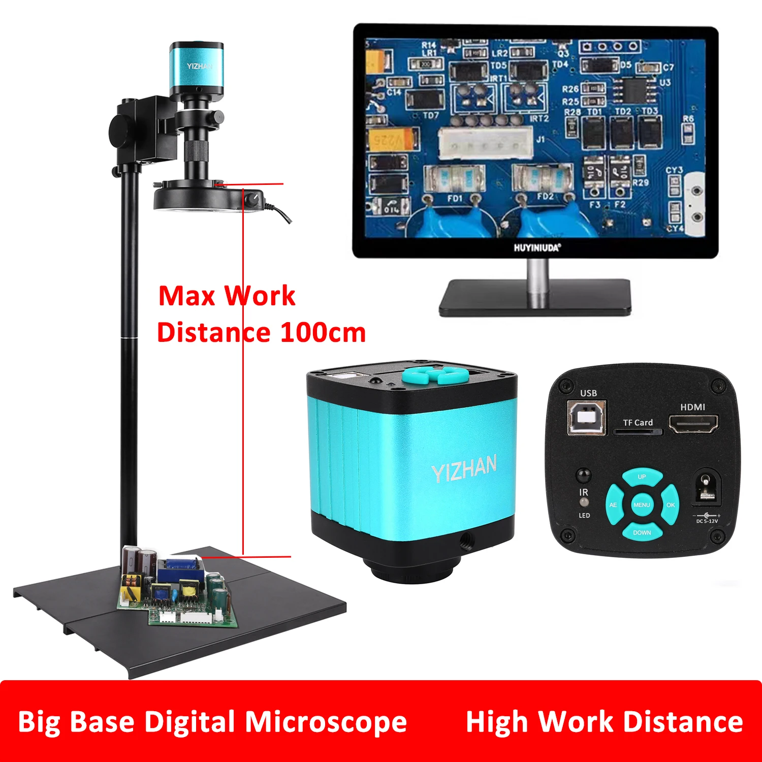 Yizhan Industrial Digital Microscope For Electronics Repair HDMI VGA Video Camera 1-150X Lens 1M Work Distance Image Acquisition
Yizhan Industrial Digital Microscope For Electronics Repair HDMI VGA Video Camera 1-150X Lens 1M Work Distance Image Acquisition