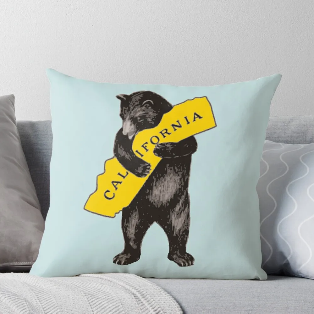 

Vintage California Bear Hug Illustration Throw Pillow Cushion Covers For Living Room Pillows Aesthetic ornamental pillows