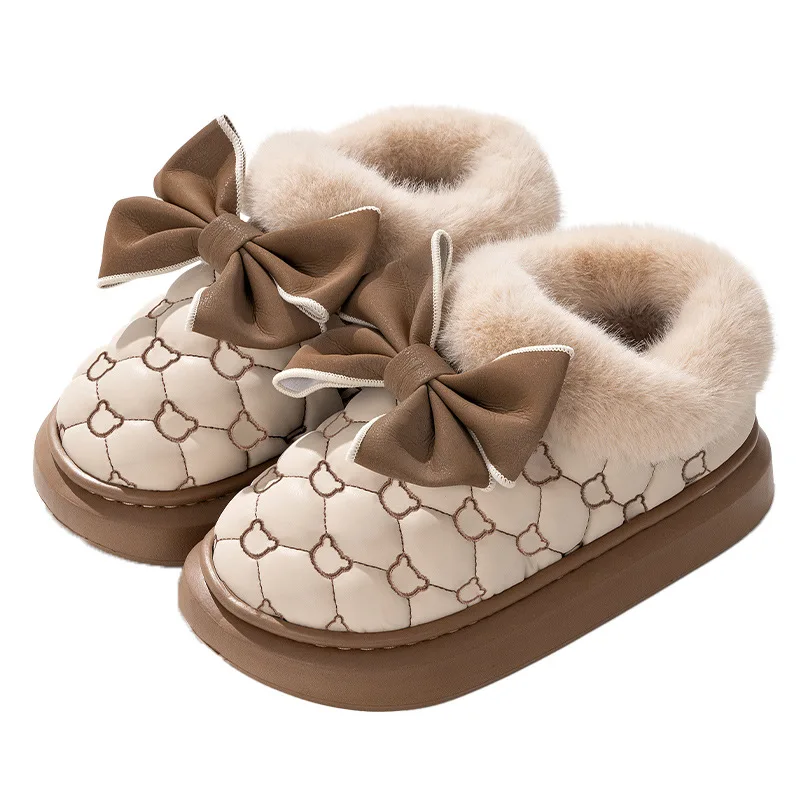 Winter Women Snow Boots Cute Bow Cotton Shoes Waterproof Down Short Barrel Ankle Boots Home Comfort Thick Soled Plush Boots Winter Women Snow Boots Cute Bow Cotton Shoes Waterproof Down Short Barrel Ankle Boots Home Comfort Thick Soled Plush Boots