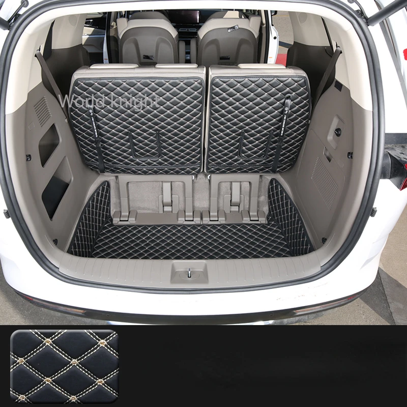 

Leather Rear Trunk Mat for Kia Carnival KA4 2020 2021 2022 Car Mats Liner Cargo Carpet Anti-Kick Protector Pad