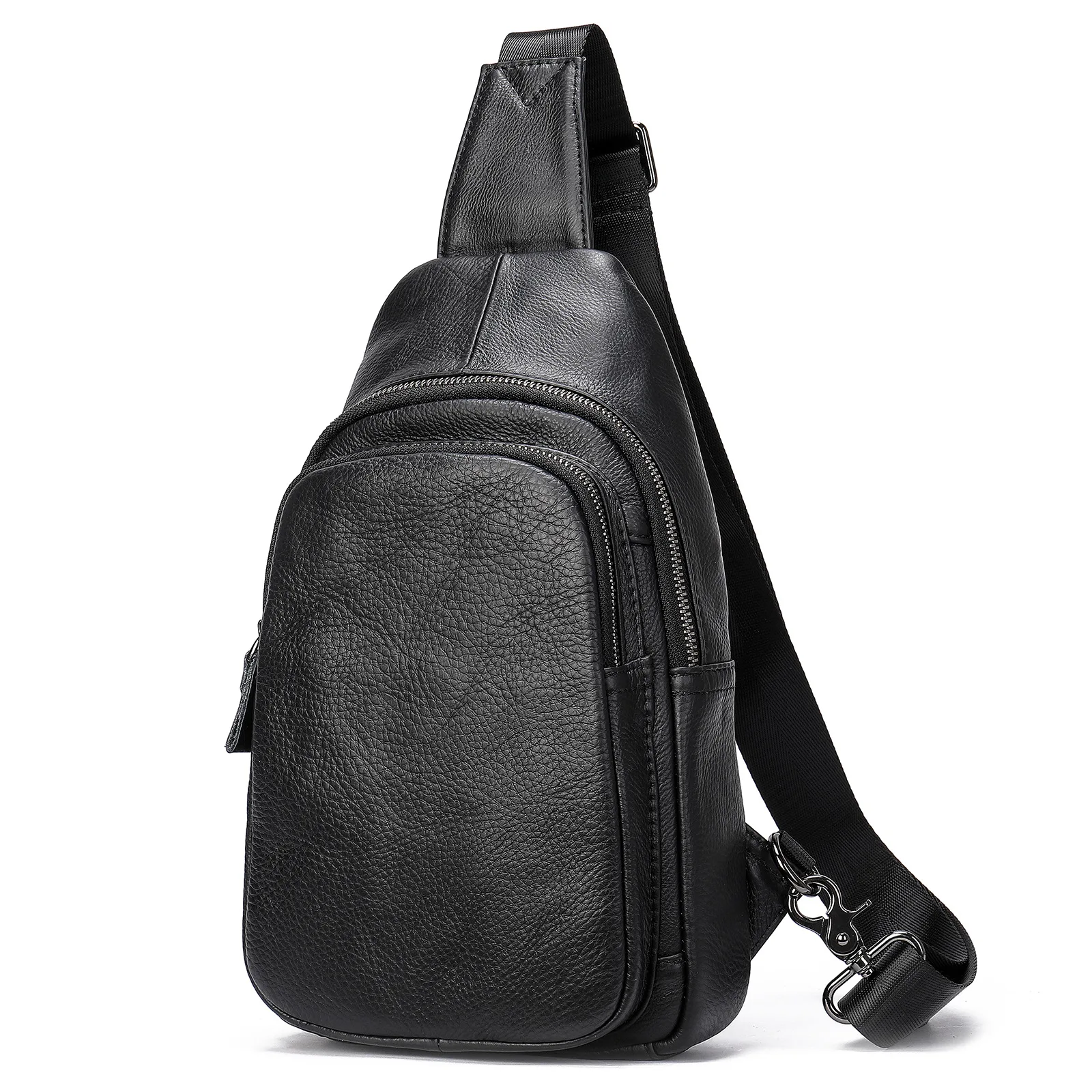 

Summer New Arrivals Men Chest Bag Genuine Leather Soft Cowhide Leather Chest Pack Crossbody Male Bags Black Coffee Sling Bag