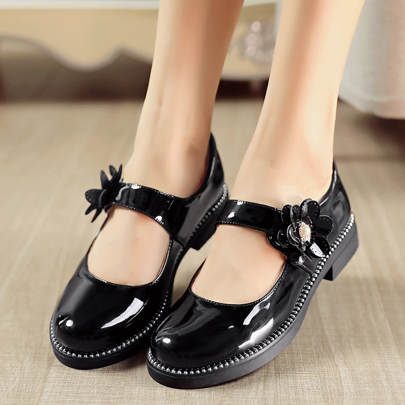 

New Girls Leather Shoes Children Soft Sole Performance Student Dress School Shoes Princess Toddler Moccasins Kids Flats Black 5A