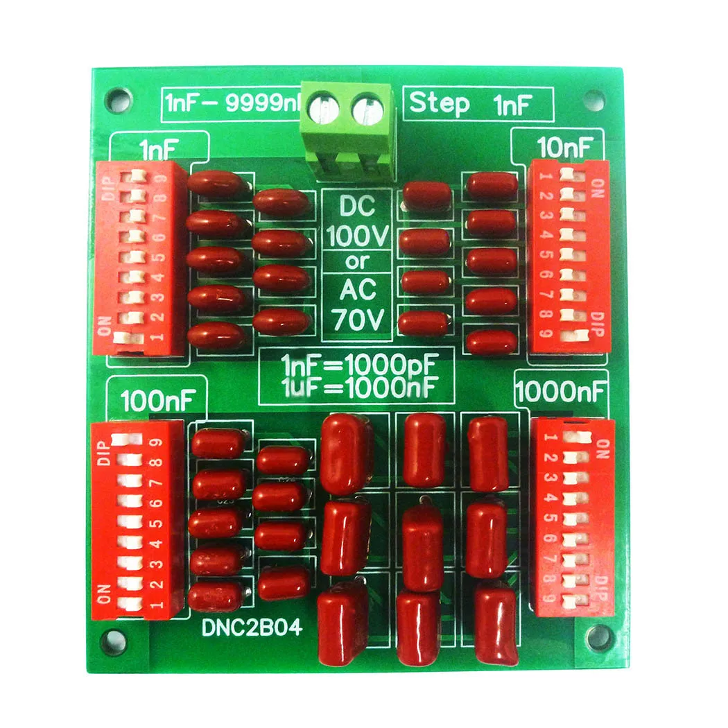 1nF to 9999nF Step-1nF Four Decade Programmable Capacitor Board Polypropylene Film Capacitor C35 DIN Rail for PLC
1nF to 9999nF Step-1nF Four Decade Programmable Capacitor Board Polypropylene Film Capacitor C35 DIN Rail for PLC