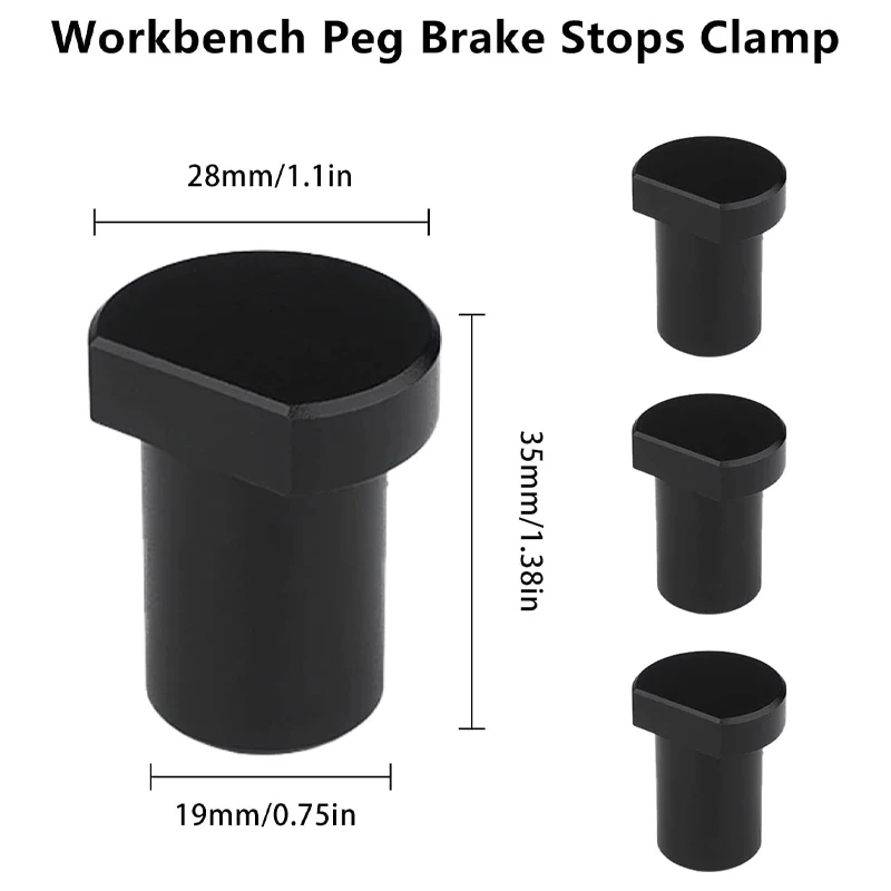 

2pcs 19/20mm Dog Woodworking Table Limit Block Workbench Tenon Stopper Aluminum Alloy Workbench Peg Brake Stops Bench Clamp