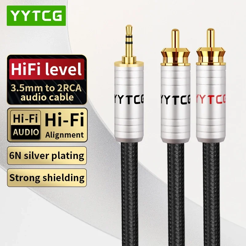HiFi 3.5mm to 2RCA 6N Silver Plated Audio Cable Noise-free Stereo 3.5 Jack to 2RCA Male for Amplifiers Audio Home Theater Cable
HiFi 3.5mm to 2RCA 6N Silver Plated Audio Cable Noise-free Stereo 3.5 Jack to 2RCA Male for Amplifiers Audio Home Theater Cable
