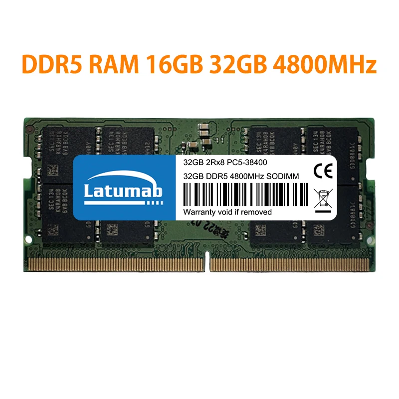 Latumab Memoria RAM DDR5 16GB 32GB 4800MHz 64GB(2x32GB) Laptop Memory SODIMM PC5-38400 262Pins 1.1V DDR5 Notebook RAMs
Latumab Memoria RAM DDR5 16GB 32GB 4800MHz 64GB(2x32GB) Laptop Memory SODIMM PC5-38400 262Pins 1.1V DDR5 Notebook RAMs