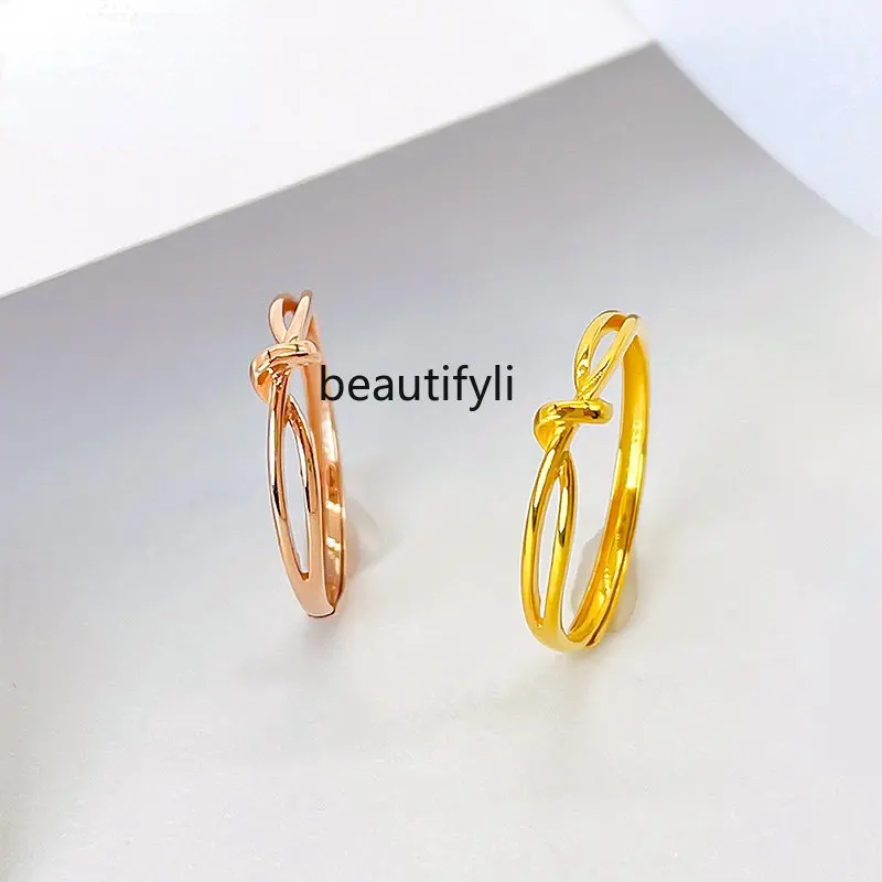 yj 18K Gold All Tied up Ring Female Gold Fashion Color Gold Simple Bracelet Ring Light Luxury Little Finger Ring 
yj 18K Gold All Tied up Ring Female Gold Fashion Color Gold Simple Bracelet Ring Light Luxury Little Finger Ring
