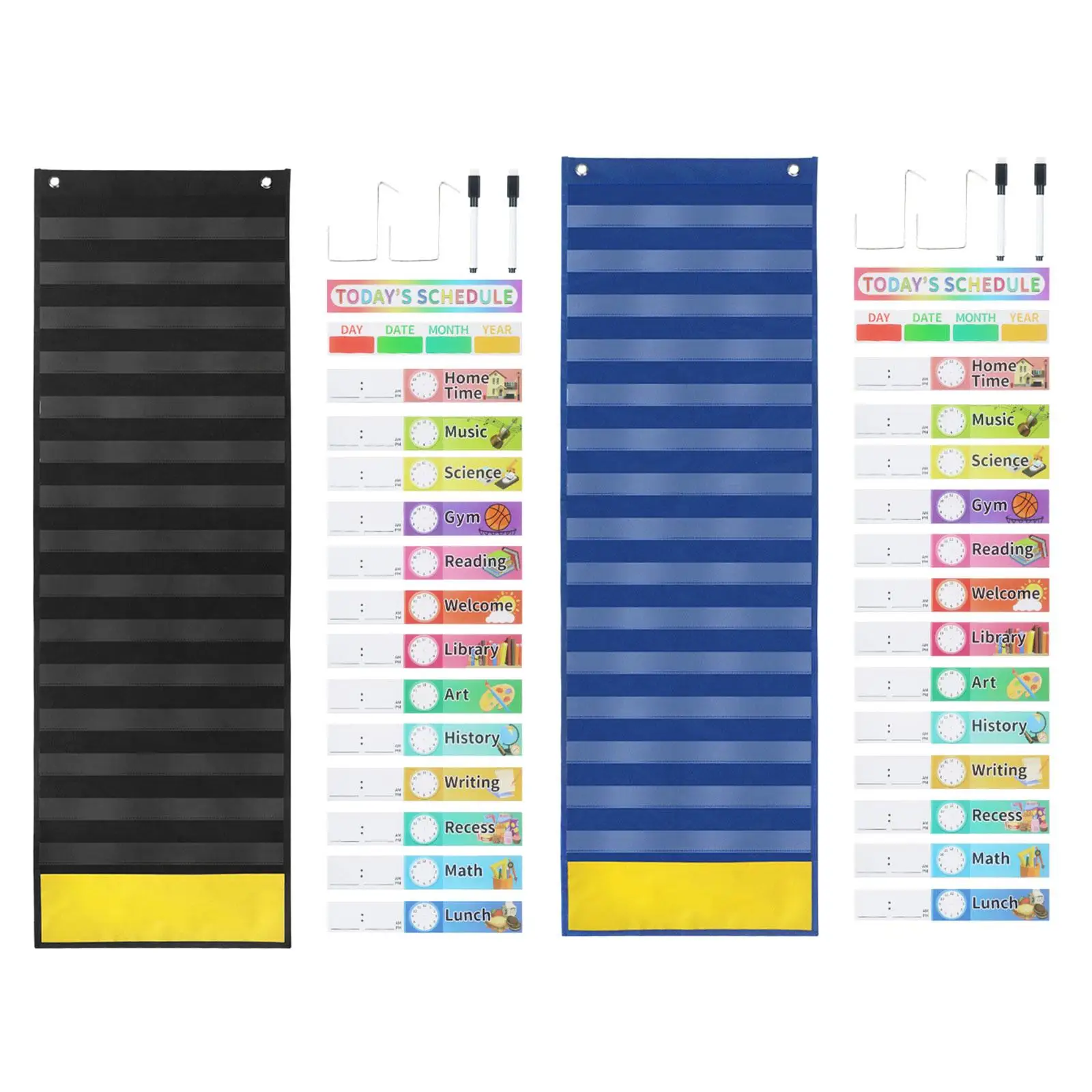 Schedule Pocket Chart 15 Dry Eraser Cards with 2 Hangers Scheduling Planner for Office Classroom Activity Teaching Aid Supplies
Schedule Pocket Chart 15 Dry Eraser Cards with 2 Hangers Scheduling Planner for Office Classroom Activity Teaching Aid Supplies