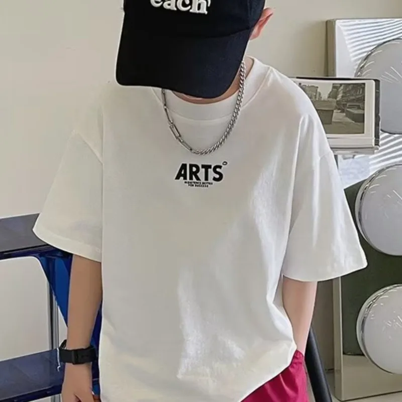 Literary Round Neck Versatile Summer Temperament New Trendy Children's Clothing T-shirt Children's Minimalist Ins Short Sleeved 
Literary Round Neck Versatile Summer Temperament New Trendy Children's Clothing T-shirt Children's Minimalist Ins Short Sleeved