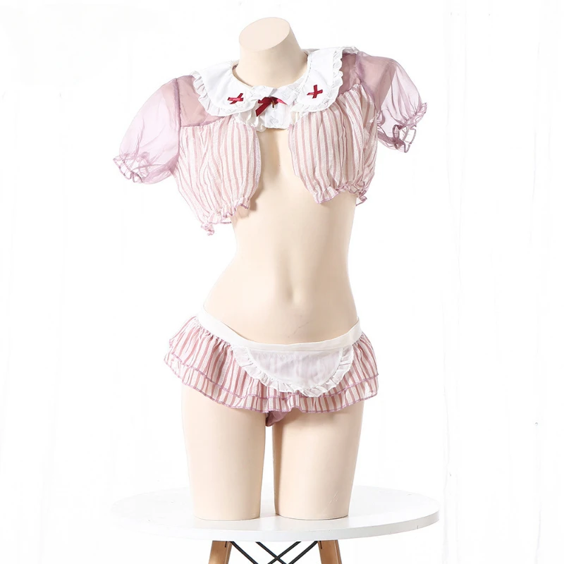 

Cute Pink Maid Costume Real Sex Bunny Girl Role Play Uniform Lolita Maid Outfit Women's Sexy Cosplay Clothing Lingerie Set