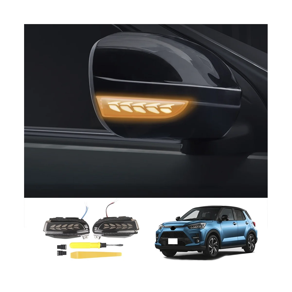 

Car LED Dynamic Turn Signal Light Side Wing Mirror Blinker Lamp for Toyota Raize 2021-2023 Japanese Version