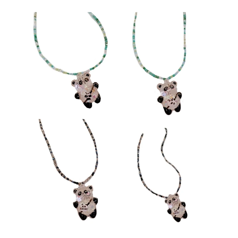 

Ожерелье с подвеской в ​​виде милой панды, рисовые бусины, свитер с цепочкой, уличные колье в стиле хип-хоп 634D