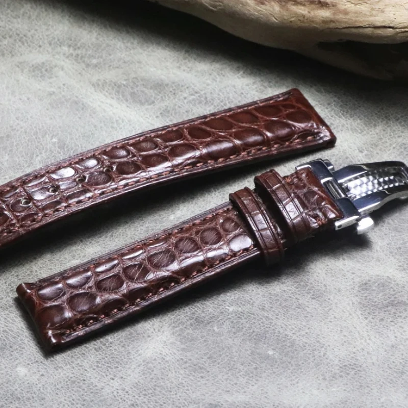 

High-end cozy Men women watchband 18 19 20 21 22mm Handmade Alligator strap black Crocodile skin Genuine Leather watch Belt