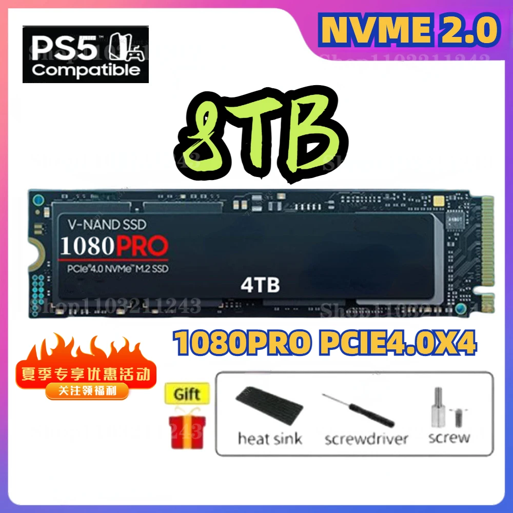 New 1080PRO 8TB 4TB 2TB NVMe SSD M.2 2280 PCIe Gen 5.0 x 4 Internal Solid State Drive Desktop Laptop PS5 2024
New 1080PRO 8TB 4TB 2TB NVMe SSD M.2 2280 PCIe Gen 5.0 x 4 Internal Solid State Drive Desktop Laptop PS5 2024