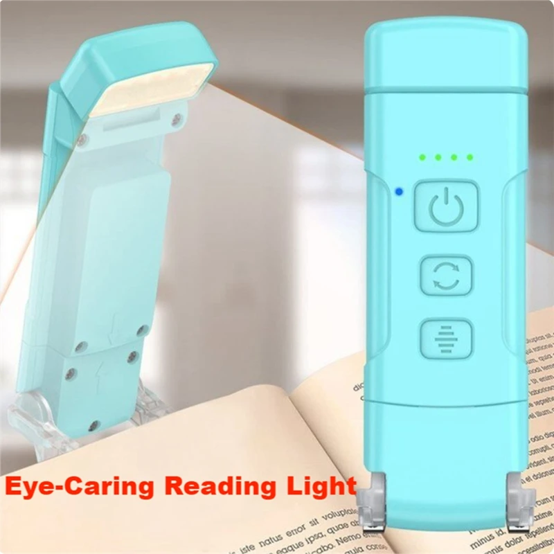 

Book Light with Timer USB Rechargeable Reading Light Clip-on Read Lamp Bookmark Night Light Book Lamp 5 Brightness-Blue
