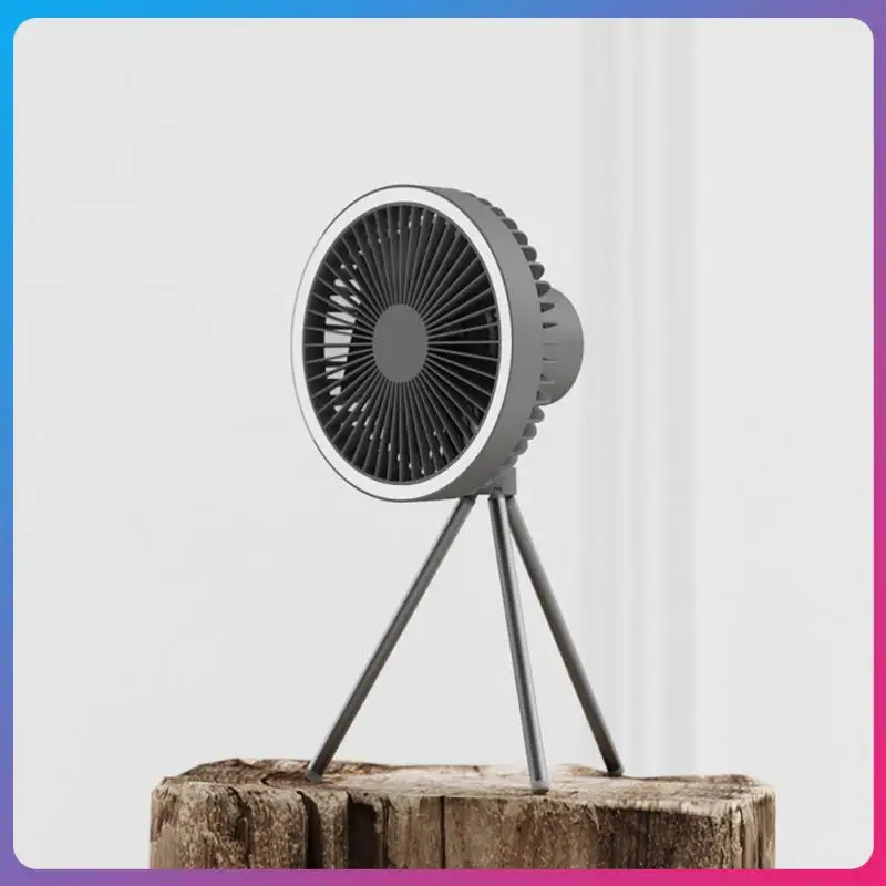 

3 Gears Tripod Stand Desktop Fan Led Lighting Outdoor Ceiling Fan Summer Gifts Student Dormitory Hanging Fan Mute Aluminum Alloy