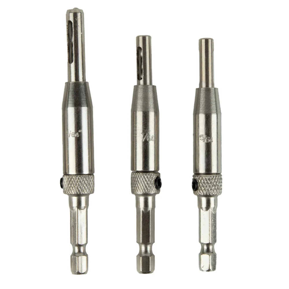 

3PCS Self Centering Hinge Hardware Drill Bit Set 5/64 7/64 9/64 HSS Wood Tool Hole Saw Door Cabinet Pilot Holes Opening Tool Set