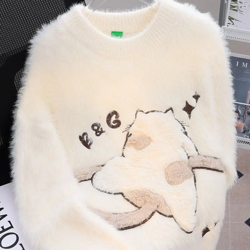 Soft Pullover Cartoon Autumn and Winter Sweet Loose Sweater Korean version of the lovely white knitwear Y2k Vantage Top 2024
Soft Pullover Cartoon Autumn and Winter Sweet Loose Sweater Korean version of the lovely white knitwear Y2k Vantage Top 2024