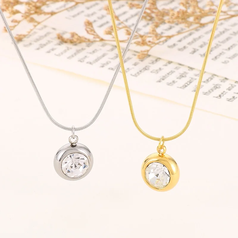 Elegant Round Rhinestone Pendant Necklace For Women Gold Silver Color Stainless Steel Snake Chain French Light Luxury Jewerly
Elegant Round Rhinestone Pendant Necklace For Women Gold Silver Color Stainless Steel Snake Chain French Light Luxury Jewerly