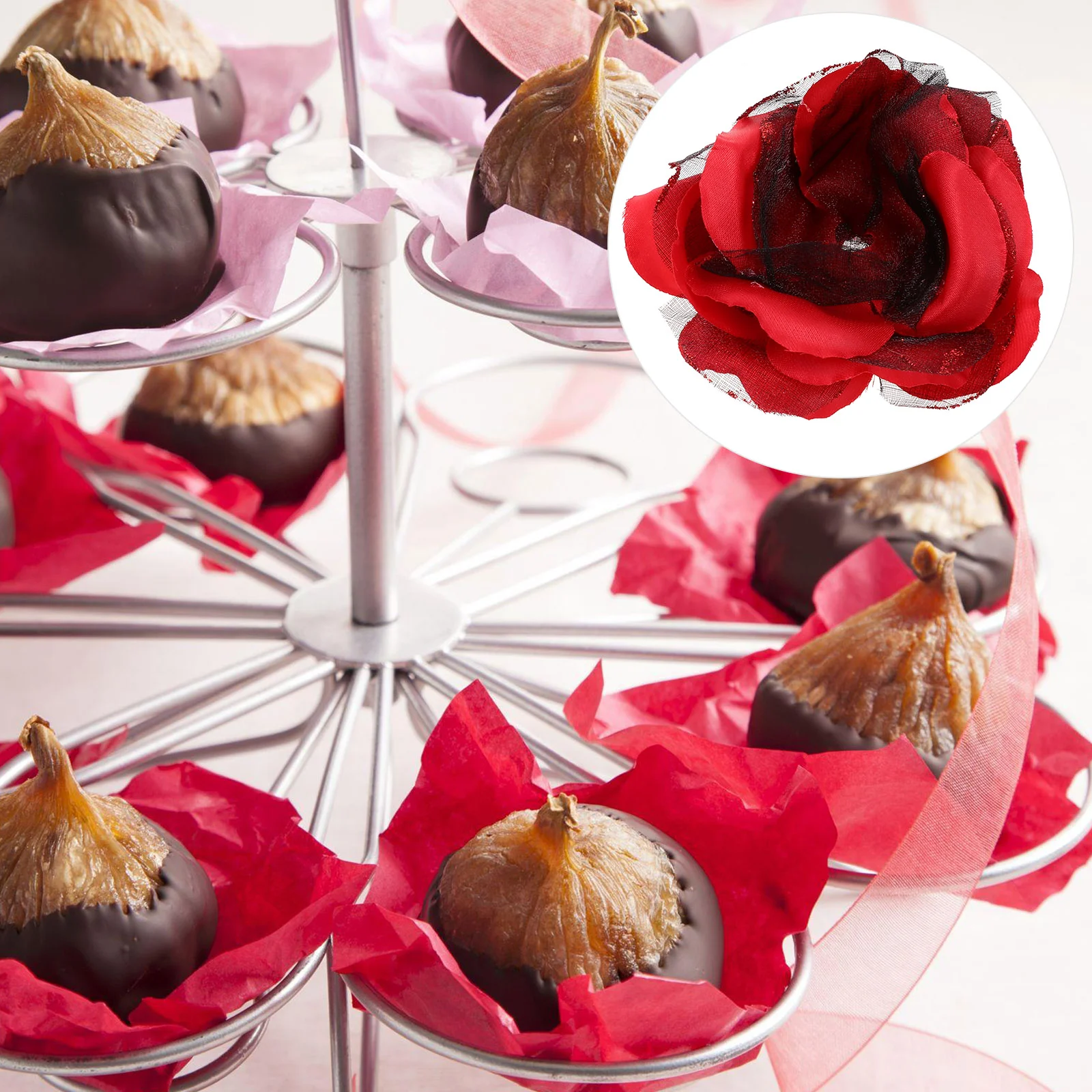 

Rose Petal Wrappers Chocolate Cups Sands Chocolate Flower Bracket Wedding Candy Box Accessories Random Color